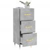 Homgoday Sideboard with 3 Drawers, Concrete Gray, 34.5 x 34 x 90 cm view 4