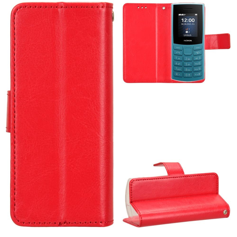 Kukoufey Red Leather Flip Case for Nokia 105 4G 2023