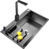 Black Single-Bowl Kitchen Sink, Top- and Bottom-Mount, 3 Installation Methods, 75 x 45 cm view 1