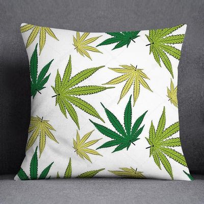 umsl Polyester Decorative Pillow Cover with Green Leaves
