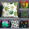 umsl Polyester Decorative Pillow Cover with Green Leaves view 2