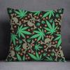 umsl Polyester Decorative Pillow Cover with Green Leaves view 4