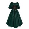 Singular-Point Angel Devil Costume for Adults, Women's White Floor-Length Gothic Halloween Dress, Green, S view 1