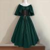 Singular-Point Angel Devil Costume for Adults, Women's White Floor-Length Gothic Halloween Dress, Green, S view 2