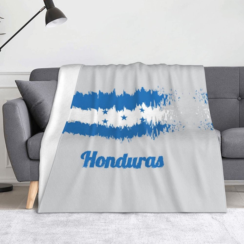 Flannel Throw Blanket with Blue Honduras Flag, 125 x 150 cm