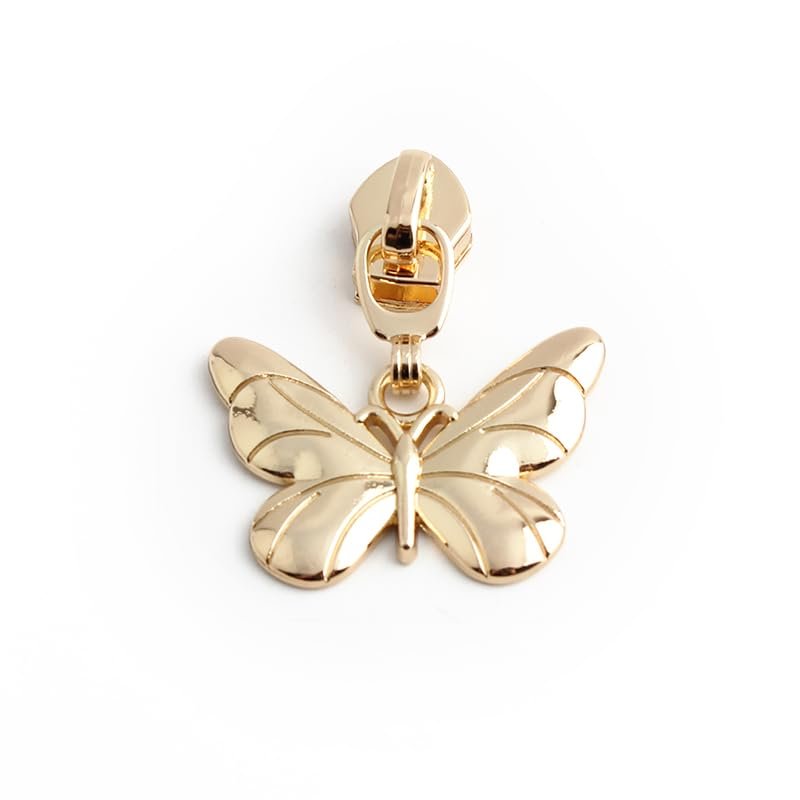 5# Nylon Zipper Pull Replacement, Butterfly Light Gold, Size 50