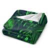 Green Tropical Plant Print Fleece Throw Blanket view 2