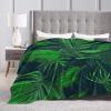 Green Tropical Plant Print Fleece Throw Blanket view 4