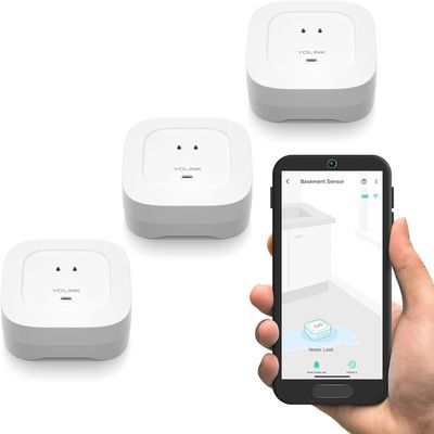 Water Leak Sensor 4 with 105 dB Audio Alarm, 3-Pack, SMS/Text, Email and Push Notifications, Freeze Alert, LoRa up to 1/4-Mile Outdoor Range, Alexa and IFTTT Compatible, Hub Required
