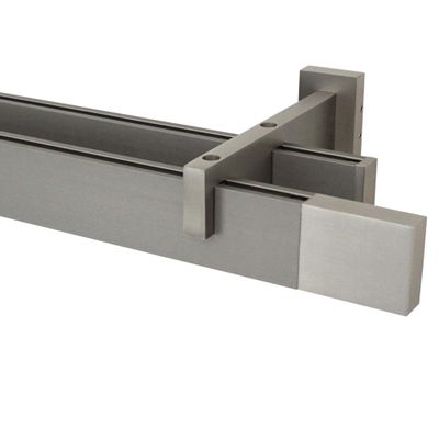 Garesa Flat Curtain Rod 40 x 15 mm, Double-Track, Nickel-Plated, 390 cm