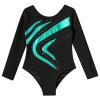 Alvivi Girls' Long-Sleeve Color-Block Gymnastics Leotard, Blue/Green, 134-140 view 3