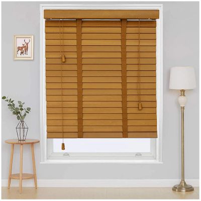 Xrdbfd Wooden Venetian Blinds for Windows, 50 mm Solid Wood Slats, Blackout/Thermal, 90 x 160 cm (35.4 x 63 in)