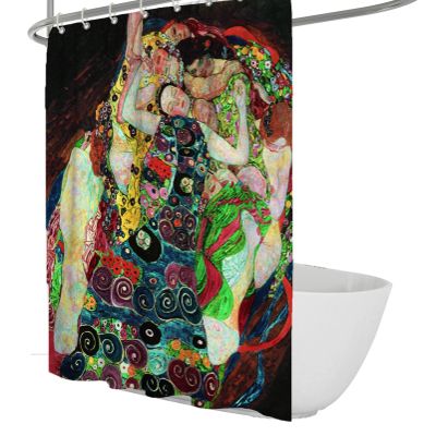 SHUODAOCO Luxury Vintage Gustav Klimt Art Shower Curtain Set, Women's Design, Bathroom Curtain with Liner and Hooks, 59 W x 79 L in
