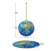 World Landmarks Map Printed Ceramic Christmas Tree Ornament with Gold String view 4