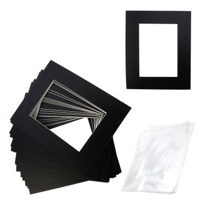 Pastlla 20-Pack Black Pre-Cut Mats, 20 x 25 cm, for 12.7 x 17.8 cm Photos