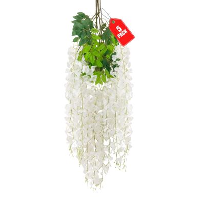 ZEBMOON White Artificial Wisteria Garland, 5-Pack