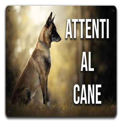"Beware of the Dog" Sign, Aluminum Composite, 3 mm (30 x 20 cm), Belgian Shepherd