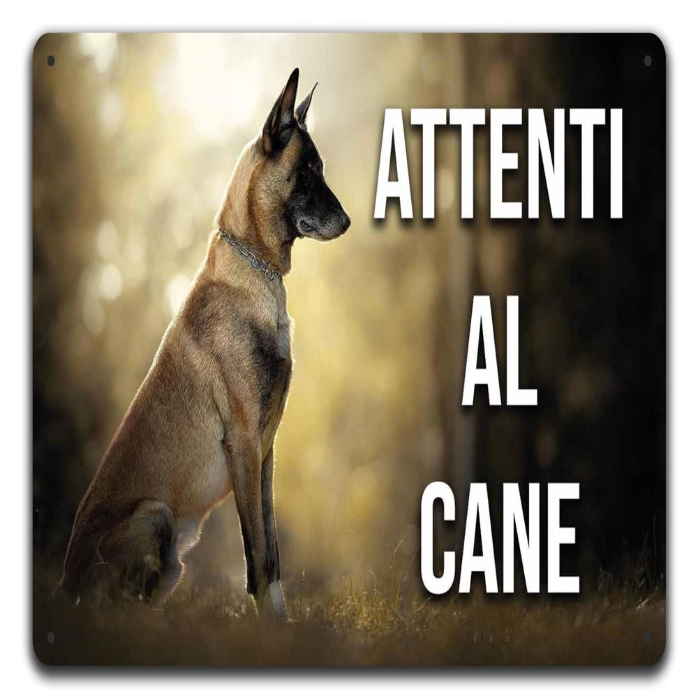 "Beware of the Dog" Sign, Aluminum Composite, 3 mm (30 x 20 cm), Belgian Shepherd