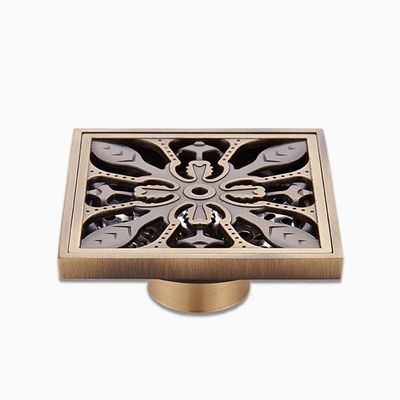 Square Antique Brass Vintage Carved Floor Drain Cover
