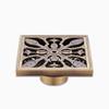 Square Antique Brass Vintage Carved Floor Drain Cover view 1