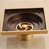 Square Antique Brass Vintage Carved Floor Drain Cover view 2
