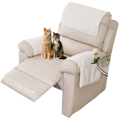 Quilted Sofa Armrest Covers with Pockets, Anti-Slip, 3-Seater Sofa, 5 Pieces, Color #12