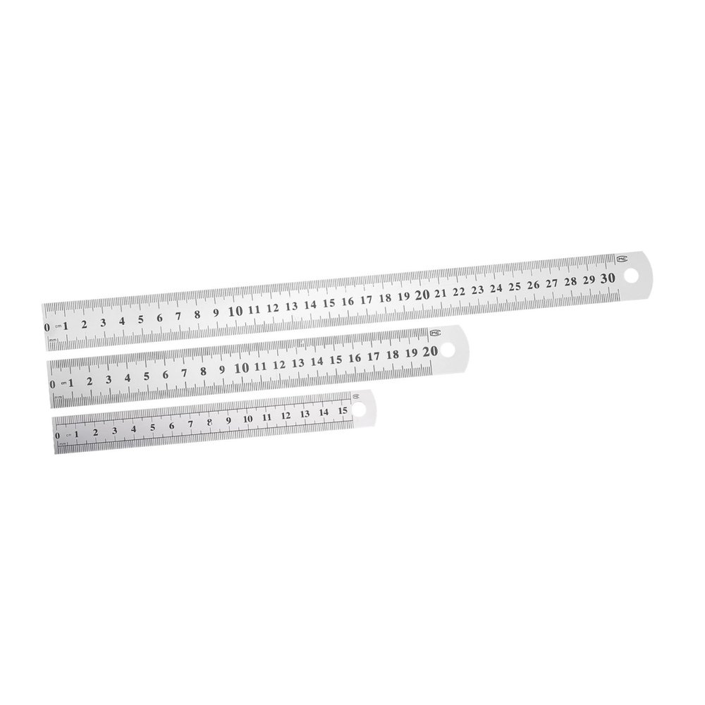 Uonlytech 3-Piece Stainless Steel Ruler Set with Hanging Holes and Double-Sided Scales