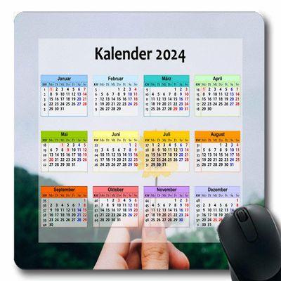 YENDOSTEEN 2024 Calendar Square Gaming Mouse Pad, Ultra-Smooth Surface for Wireless Mouse, Laptop, Computer, PC, Office and Home
