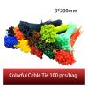 NORAZE 3 x 200 mm Self-Locking Nylon Cable Ties, 100-Pack, 12 Colors, Red view 2