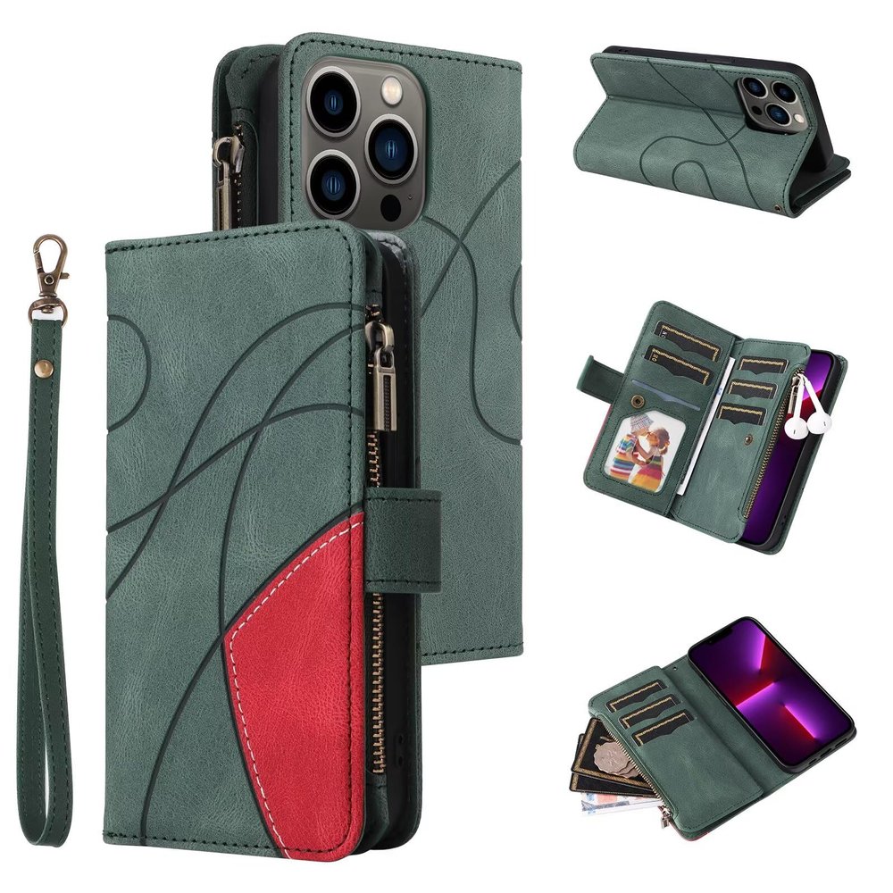 GoodcAcy Case for Xiaomi POCO M5S, 9-Card PU Leather Wallet Flip Case, Green