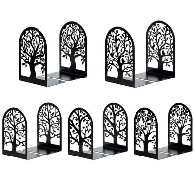 HappyHapi Metal Bookends, Non-Slip Book Holders for Heavy Books, Black, 17.5 x 11.9 x 8.9 cm, 10 Pieces