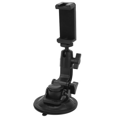 Powerful Suction Cup Car Camera Mount with Phone Holder for Action Cameras, 9 cm Suction Cup, Multi-Angle Adjustment
