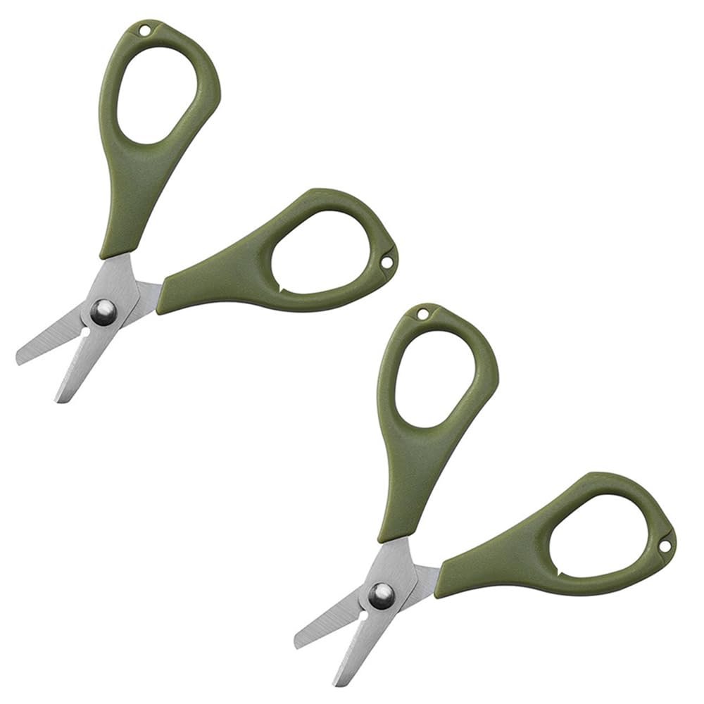 Small Fishing Scissors, 2-Pack, Stainless Steel, Green