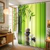 Uiiooazy Shower Curtain 240 x 180 cm, Sage Green Bamboo Leaves and Gray Stones, Waterproof Polyester, 12 Hooks view 3