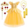 YYDSXK Girls' Princess Belle Costume Dress Set with Crown, Wand and Accessories view 1