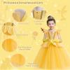 YYDSXK Girls' Princess Belle Costume Dress Set with Crown, Wand and Accessories view 2