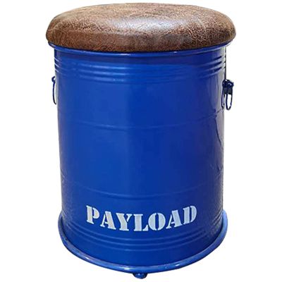 Round Storage Ottoman with Footrest and Waterproof Leather Seat