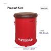Round Storage Ottoman with Footrest and Waterproof Leather Seat view 2