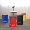 Round Storage Ottoman with Footrest and Waterproof Leather Seat view 4
