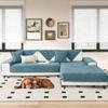 LINGKY Chenille Sofa Cover for L-Shaped Sectional, Non-Slip, Blue, 90 x 210 cm view 2