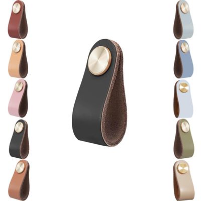 voleseni Leather Cabinet Knobs, 2-Pack, Vintage Drawer and Door Pulls