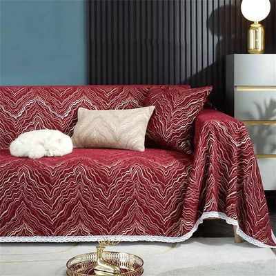 YCDZSW Chenille Sofa Throw Blanket, Non-Slip, Deep Red, 180 x 200 cm