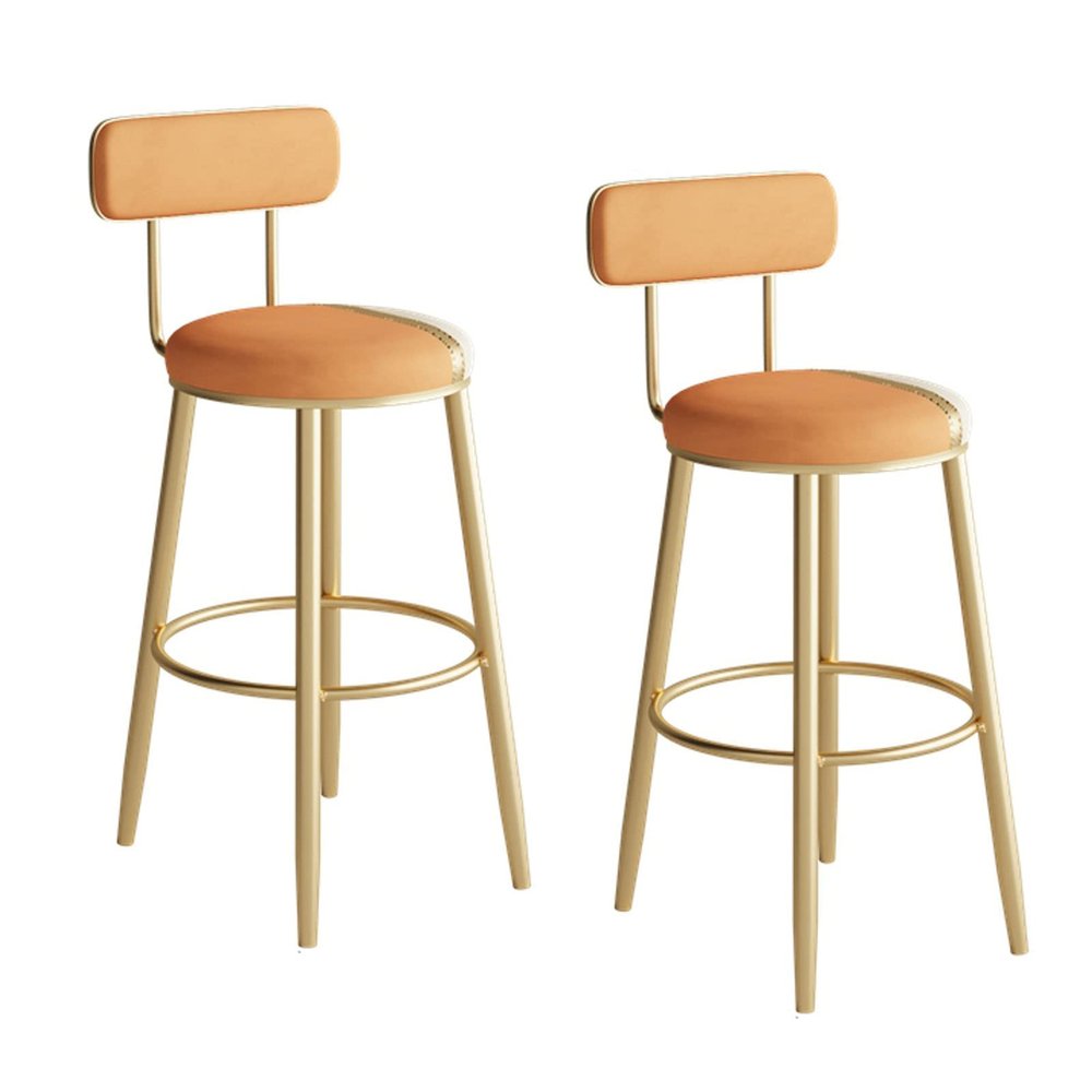 Lsoiup Counter-Height Stools, Set of 2, Round Velvet Bar Stools with Backrests