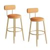 Lsoiup Counter-Height Stools, Set of 2, Round Velvet Bar Stools with Backrests view 1