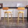 Lsoiup Counter-Height Stools, Set of 2, Round Velvet Bar Stools with Backrests view 2