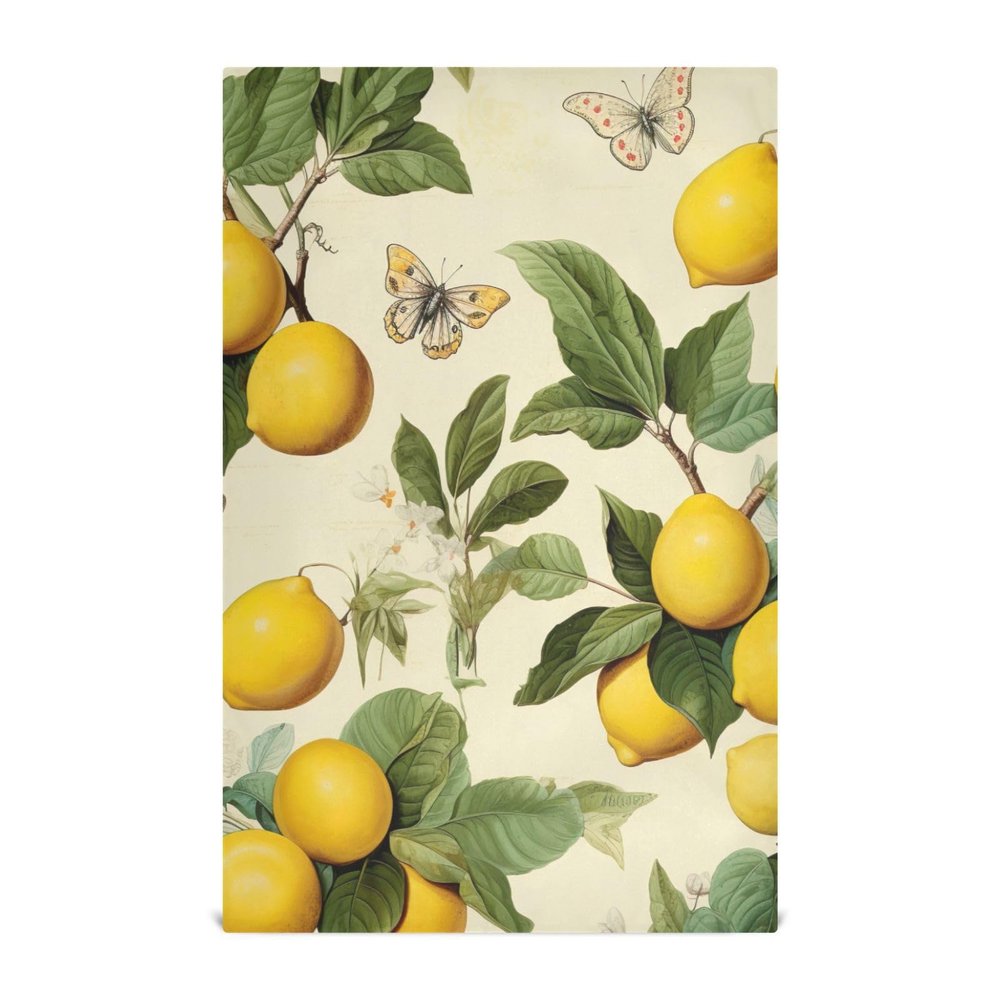 RPLIFE Yellow Lemon with Leaves and Butterflies Dish Towels, 71.1 x 45.7 cm