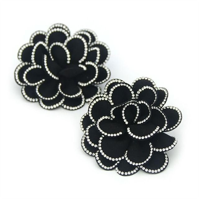 UANGLI 2-Piece Fabric Artificial Flower Shoe Clips, Wedding Bridal Shoe Decorations, Women's High-Heel Charms with Rhinestones