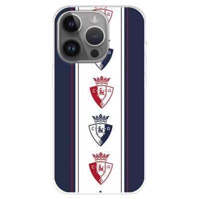 Osasuna Protective Case for iPhone 15 Pro Max, Vertical Pattern, Blue and Transparent, Flexible Silicone, Officially Licensed by CA Osasuna
