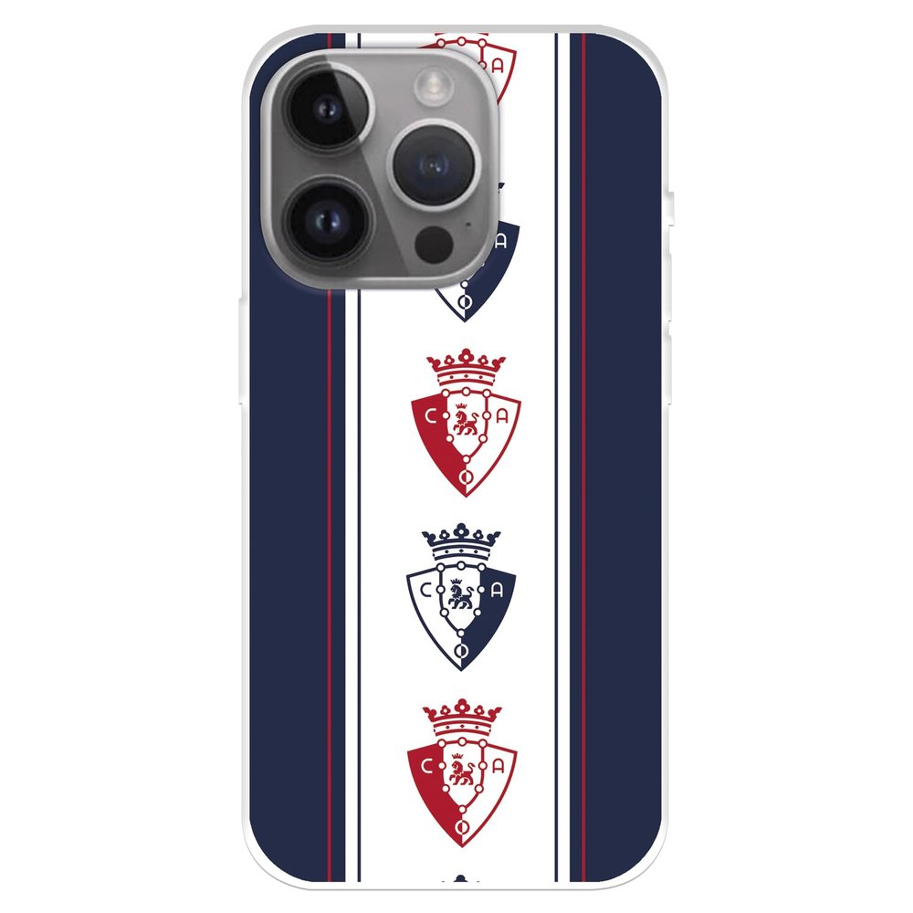 Osasuna Protective Case for iPhone 15 Pro Max, Vertical Pattern, Blue and Transparent, Flexible Silicone, Officially Licensed by CA Osasuna