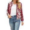 Women's Red Metallic Sequin Bomber Jacket, Cropped, Long-Sleeve, Stand Collar, Zip-Up (XL) view 1